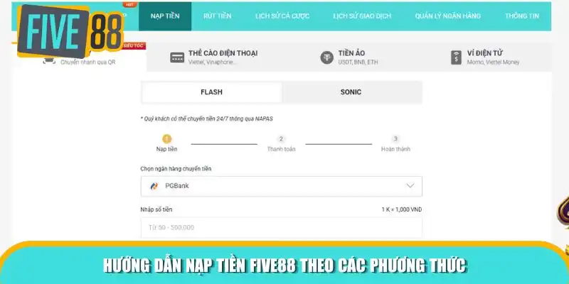 Hướng dẫn nạp tiền theo các phương thức